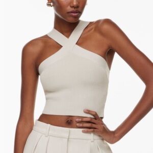 Babaton Sculpt Knit Criss Cross Cropped Top Large